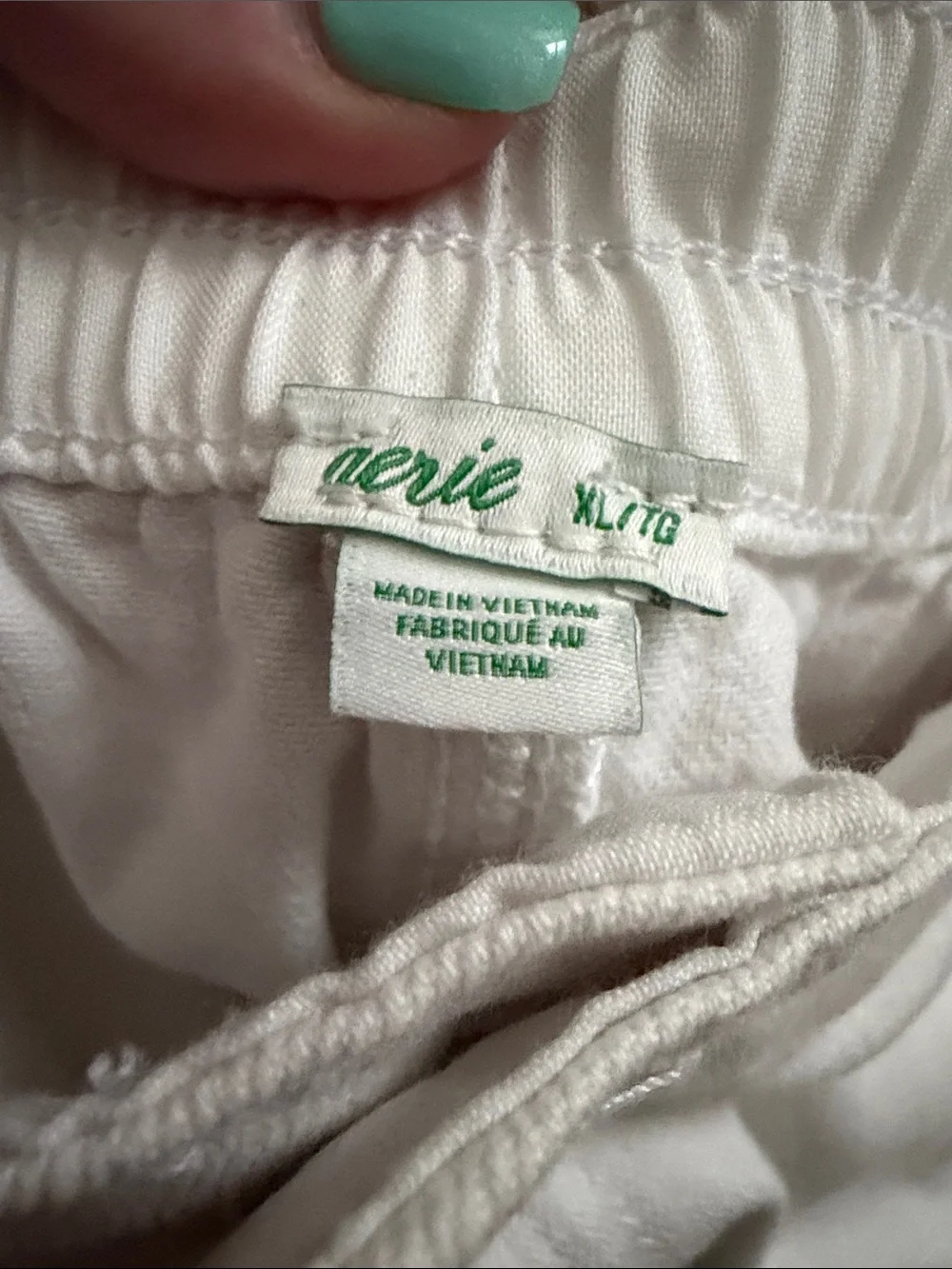 aerie White Frayed Hem Denim Shorts